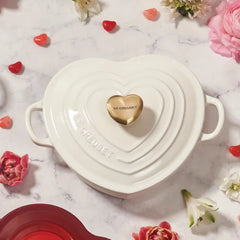 Shallow Heart Cocotte with Light Gold Heart Knob