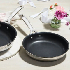 Classic Stainless Steel 2-Piece Non-stick Frying Pan Set