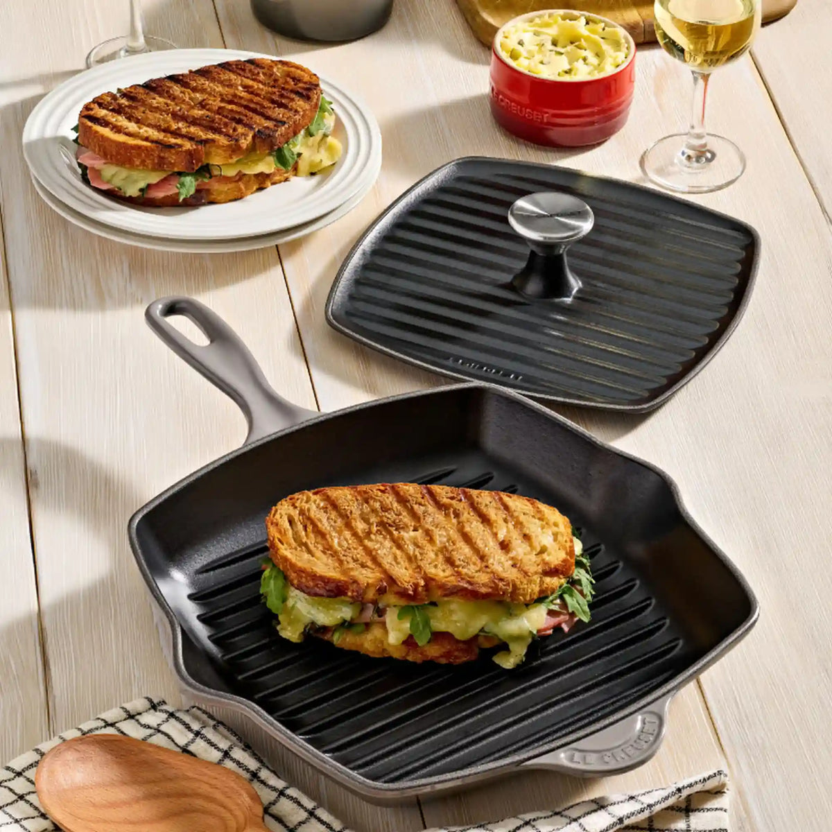Traditional Square Skillet Grill and Panini Press Set